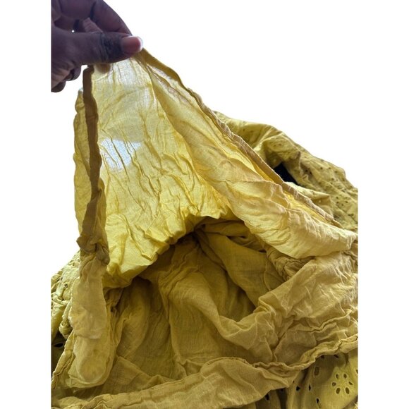 Babydoll Y2K Embroidered Maxi Yellow Dress Puff Sleeves Fairy Cottagecore Sz M - Picture 14 of 14